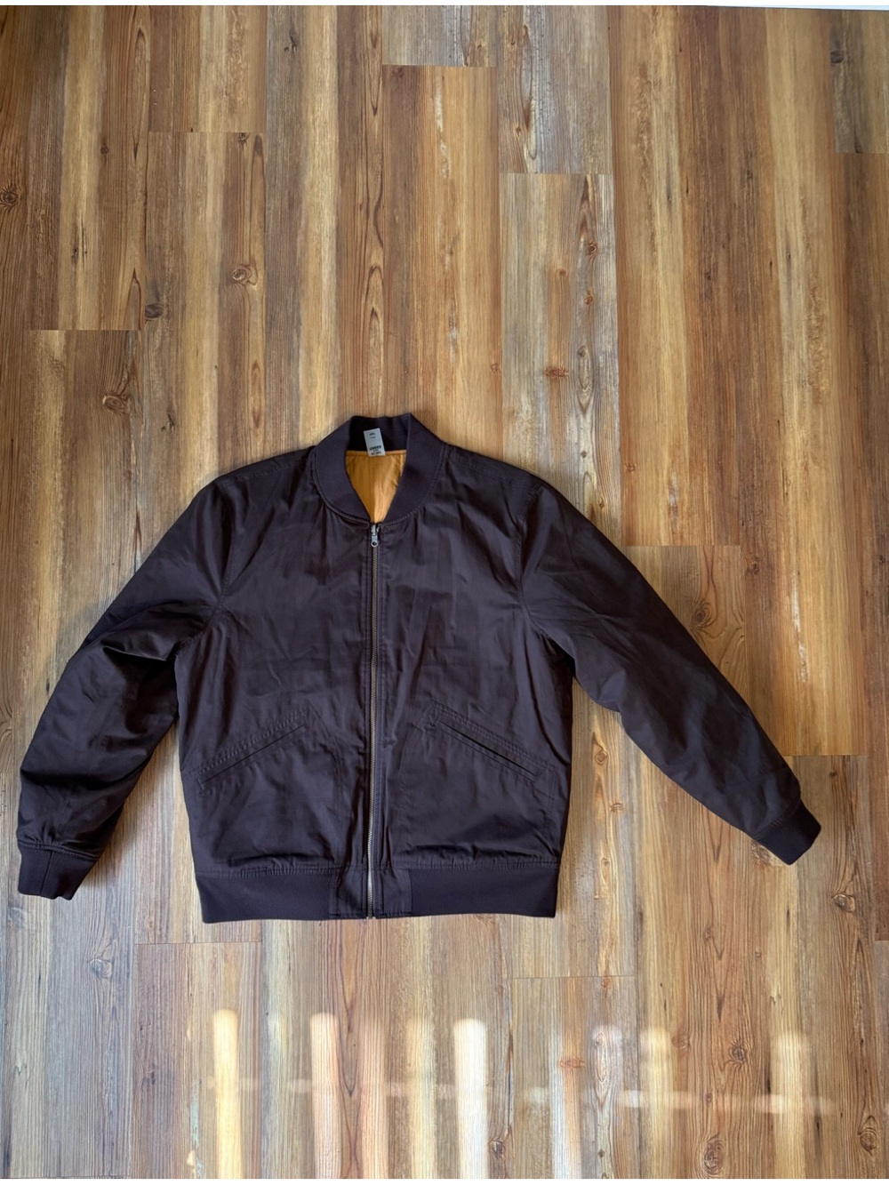 Men's Flint and Tinder Brown/Orange Reversible Bomber Jacket - Large